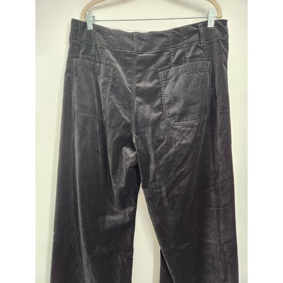 NWT Anthropologie The Colette Cropped Wide-Leg Velvet Pants Sz 38 Carbon #7A506 - Picture 5 of 11